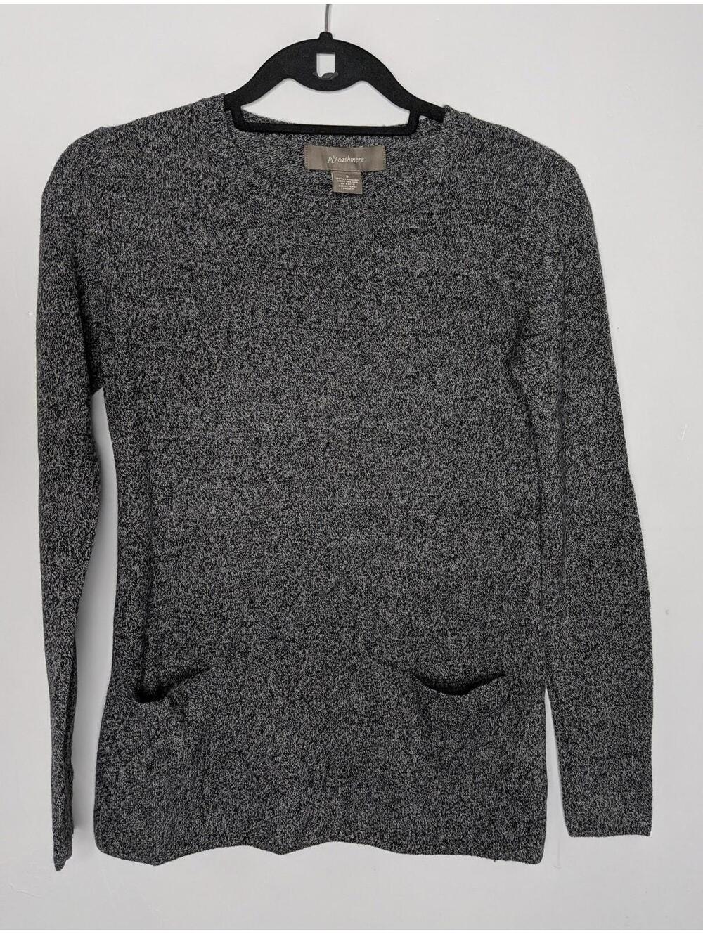 Ply Cashmere Sweater Pullover Womens Small Gray 100% Cashmere Pockets Knit